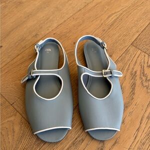 Zara Light Blue Slingback Sandals 3.5